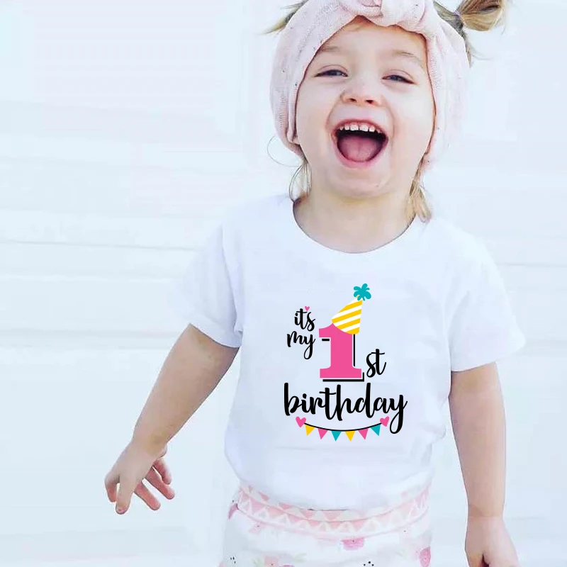 Boys Girls Summer Birthday 1 2 3 4 5 6 7 Year Short Sleeved Children T-Shirts Boy Tee Kids Girls Tops Round neck T-shirt