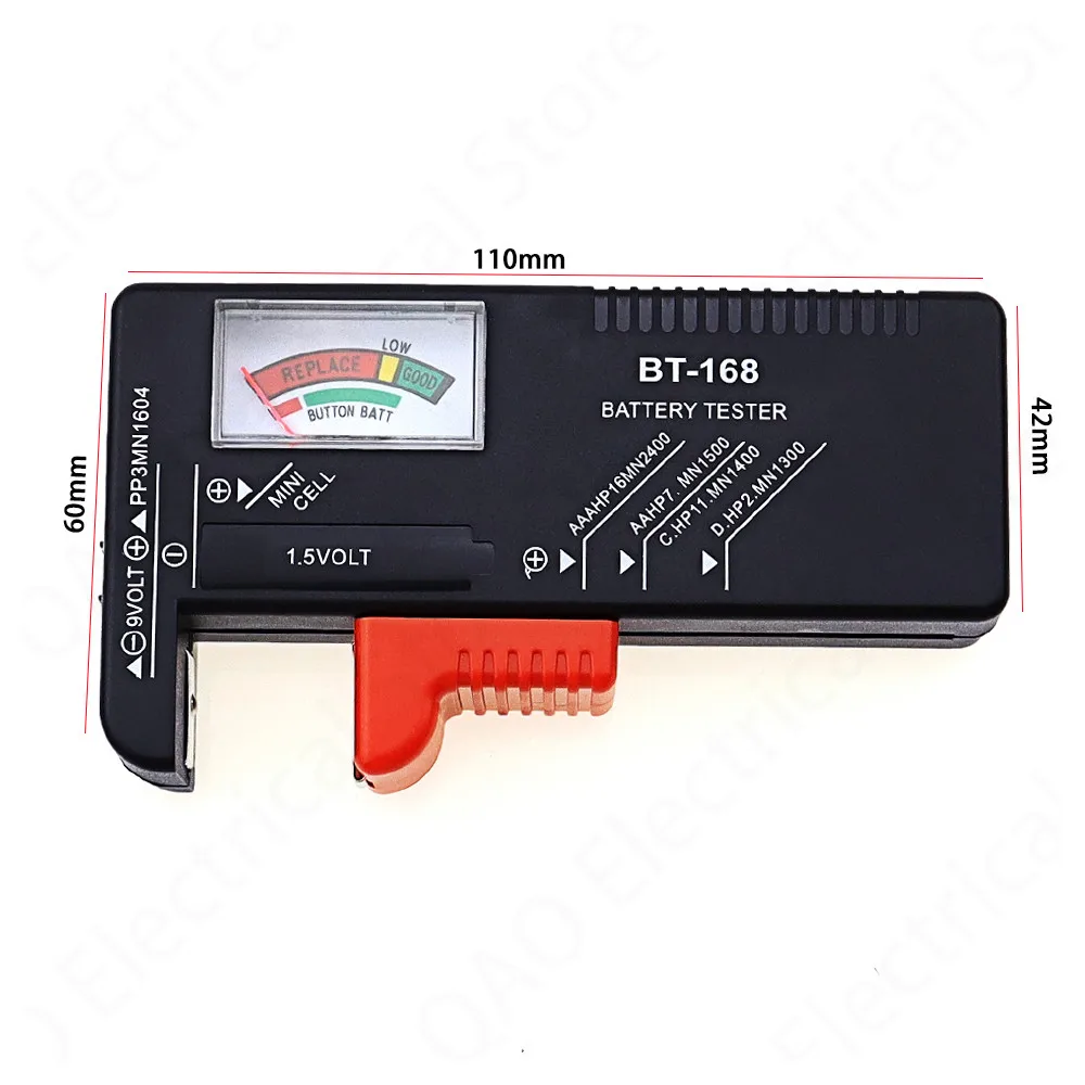 BT-168 AA/AAA/C/D/9V/1.5V batteries Universal Button Cell Battery Colour Coded Meter Indicate Volt Tester Checker BT168 Power