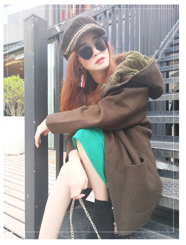 

2020 new detachable rabbit fur liner full wool double-sided woolen fur parka anti-season jacket