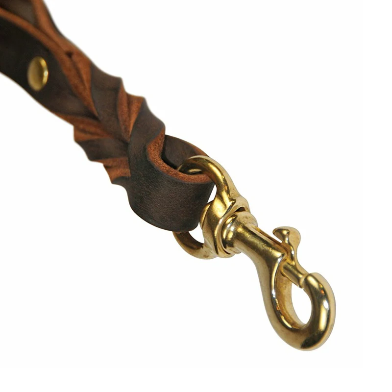 30cm One step Dog Leash Short pet traction belt Braided Real Leather dog Walking Training Lead for Medium Large Big Dogs