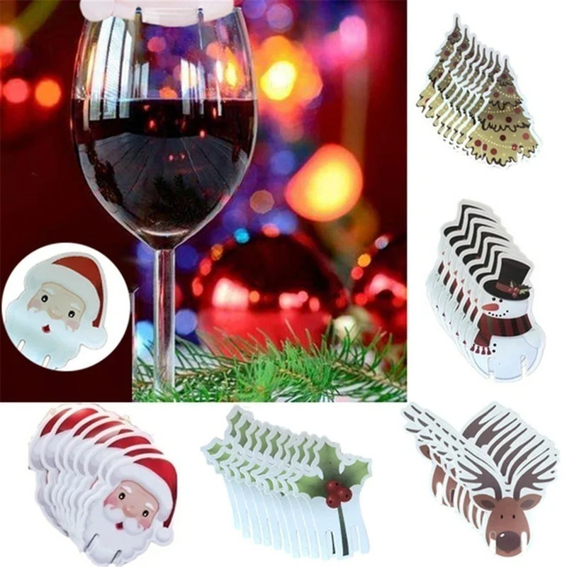 20PCS Wineglass Card Christmas Ornaments Christmas Decoration for Home Wine Glass Card Xmas Decor Christmas Accessories