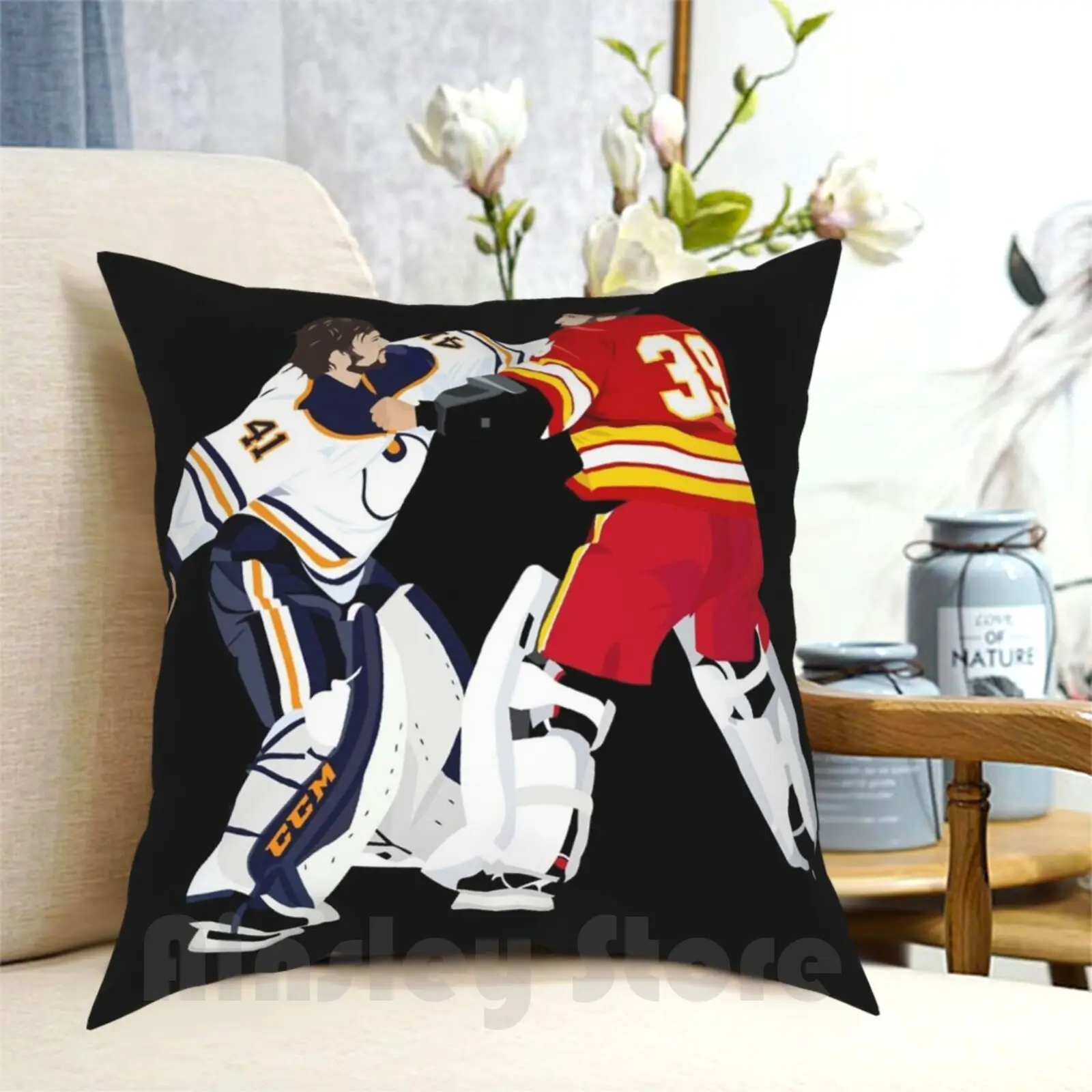 Hockey-Goalie Fight! Pillow Case Printed Home Soft DIY Pillow cover Hockey Fight Battle Of Alberta Alberta Battle Sports