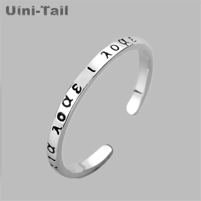 UiniTail Hot Selling New 925 Tibetan silver Personalized Greek Letter Open Ring Mini Fashion Trend Sweet Exquisite Jewelry JZ195