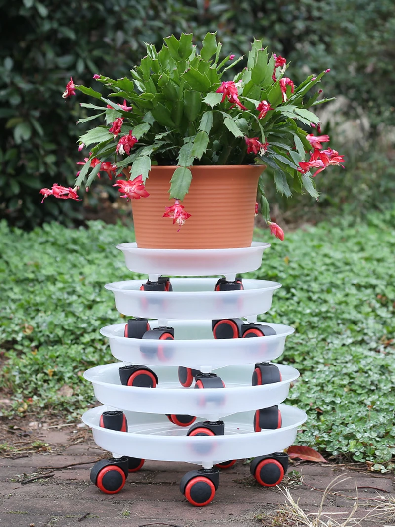 Plastic Plant Saucers Tray for Plant Flower Pot / Wheel Mobile with Roller Base Plastic Load-bearing Leak-proof Flower Pot Tray