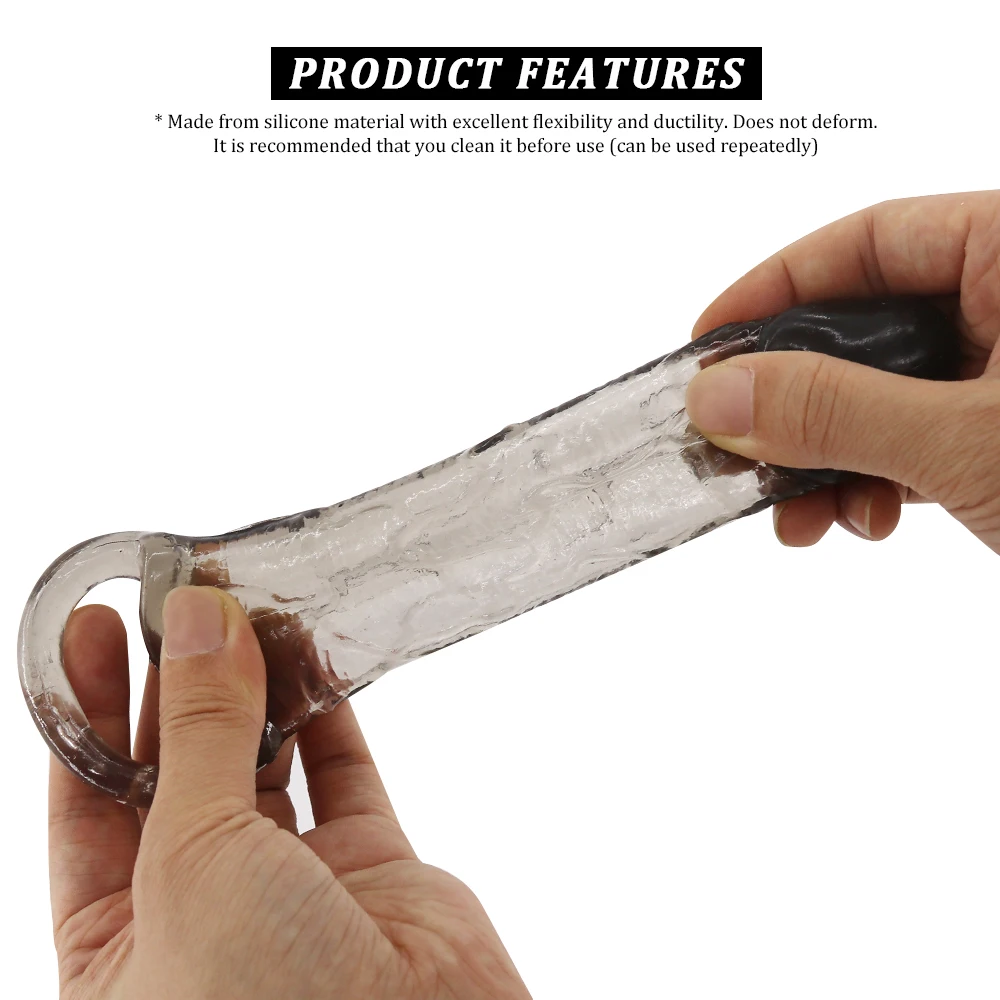 EXVOID Penis Sleeve Silicone Crystal Cock Ring Penis Extender Enlarger Delay Ejaculation Vagina Stimulate Sex Toys For Men