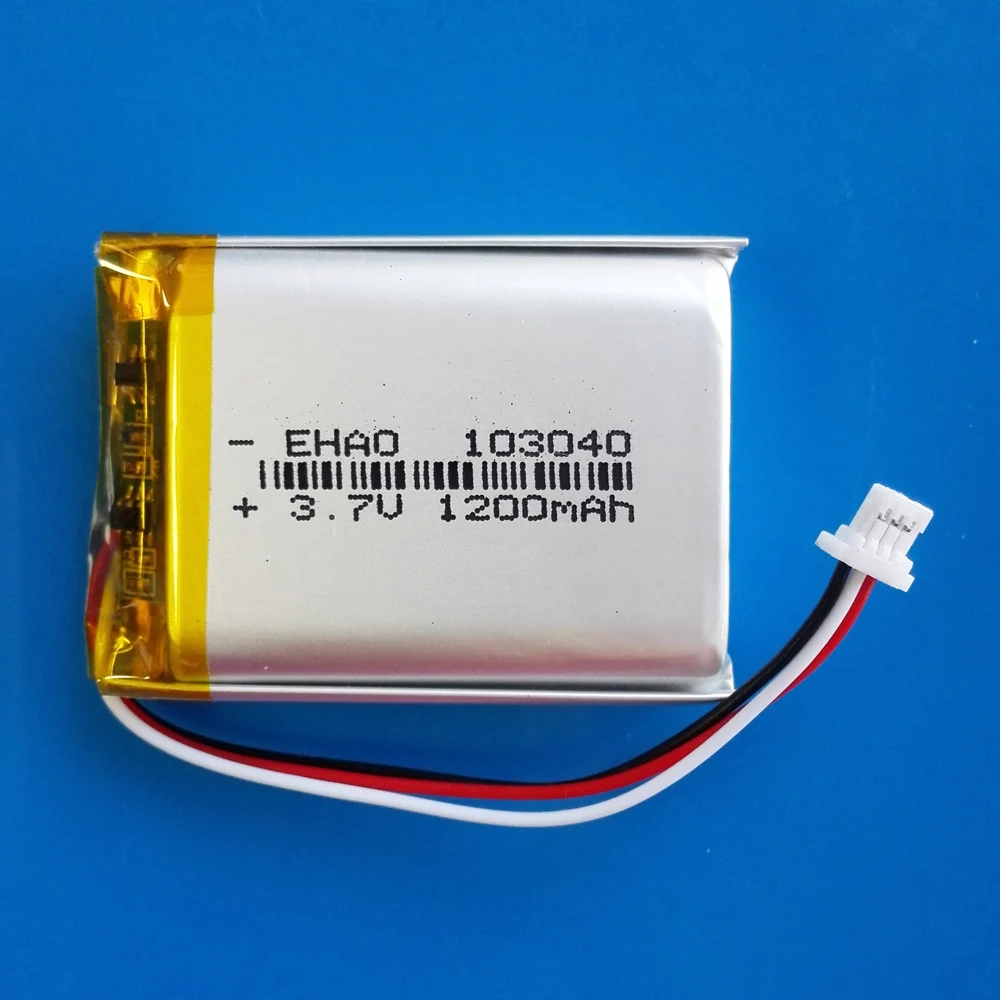 3.7V 1200mAh polimerowa akumulator litowy Lipo + JST 1.0mm 3pin wtyczka do MP3 GPS DVD rejestrator zestaw słuchawkowy 103040