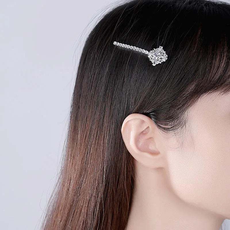 SLBRIDAL Luxury Trendy Prong Setting Cubic Zircon Women Hair Clip Barrettes Gilrs Bobby Pins Hairgrips Jewelry Hair Accessories