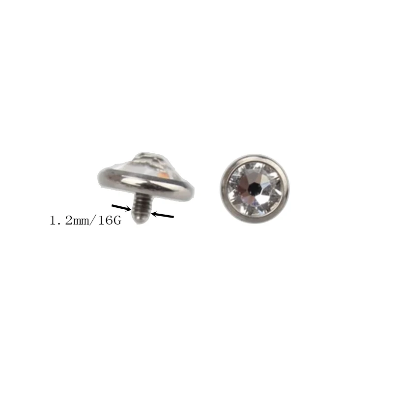 10Pcs/lot Titanium Skin Diver Dermal Anchor Tops clean Cubic Zirconia Surface Piercing DIY Body Piercing Attachments 3/4/5/6mm