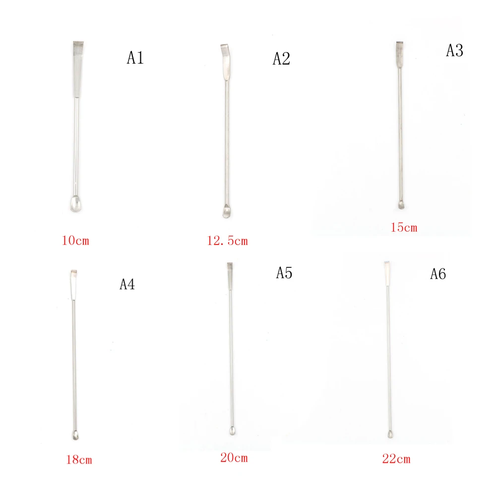 스테인레스 스틸 약용 스푼 주걱 삽 헤드 실험, 약국 실험실 교육용, 6 사이즈, 10cm-22cm