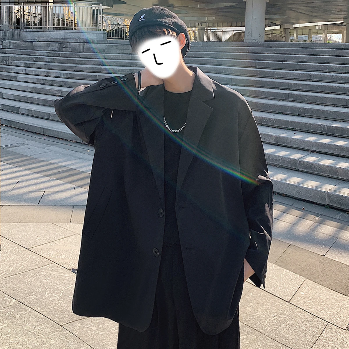 Korean Style Hip Hop Loose Plus Size Suit Male Kpop Oversized Tops Men\'S Clothing Ulzzang Fashion Coat Streetwear Jackets