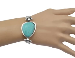 Boho Tibetan Silver Geometric Turquoises Stone Bracelets & Bangles For Women Ethnic Vintage Stretch Bracelets Party Jewelry