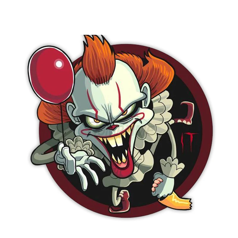 Evil Clown Car Stickers Waterproof Anime Vinyl Decal Scratch-proof Windshield Decoration Auto Parts 13 X 13cm