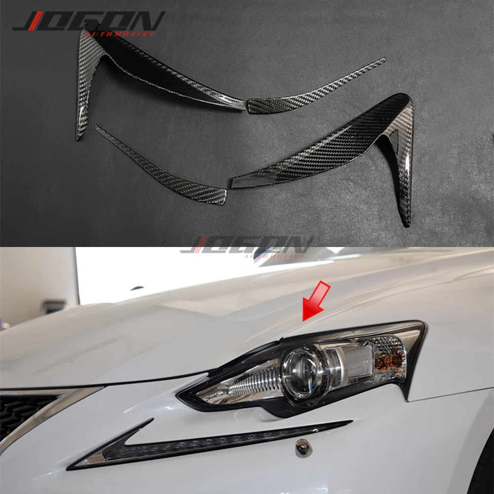 Real Carbon Fiber For Lexus IS 300 250 200t F Sport 2013-2015 Car Accessories Front Headlight Lamp Eyebrow Eyelid Cover Trim