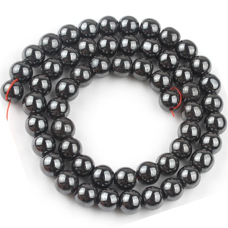 AAA Hitam Bijih Besi Manik-manik Batu Bulat Longgar Beads untuk Perhiasan Membuat DIY Gelang Aksesoris 2/3/4 /6/8/10/12 Mm 15 "Strand