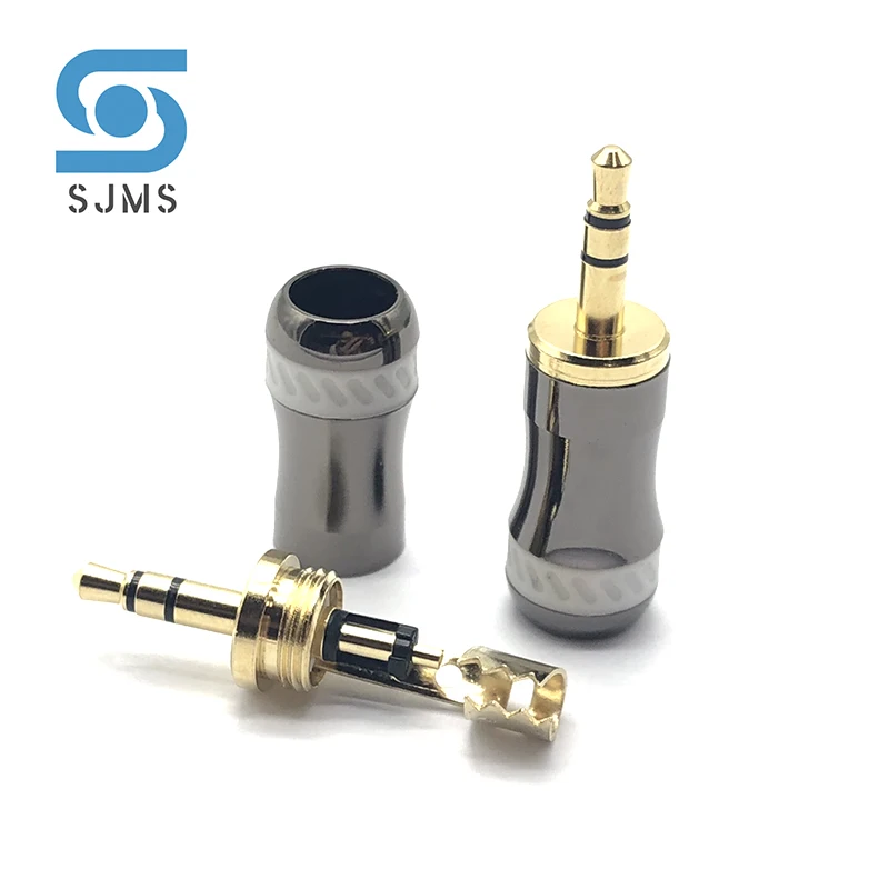 Gold plated Stereo with Clip 3.5 mm 3 Pole Repair Headphone Jack Plug Cable Audio Plug Jack Connector Soldering for 8 mm Cable