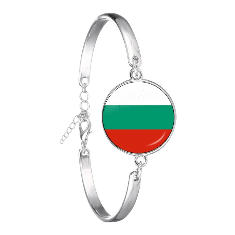 Djibouti,Uganda,Gambia,Congo,Gabon,Comoros,Lesotho,Somalia,Bulgaria National Flag Glass Cabohcon Bracelet For Women Men Gift