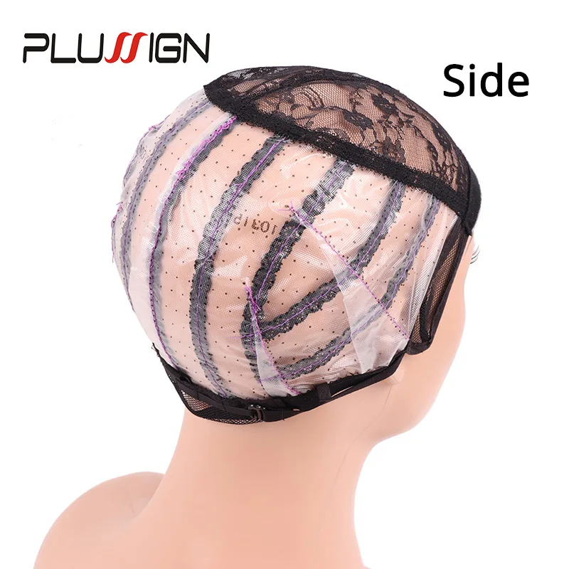 1 Teile/los 2 Teile/los Auflösen Perücke Kappe Mit Verstellbaren Riemen S M L Dome Kappen Kunststoff Haar Netze Plussign Perücke, der Basis Mesh Perücke Kappe – Detail 3