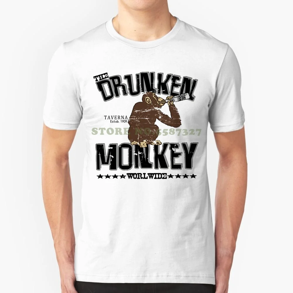 Summer Style Mens T Shirt The Drunken Monkey Taverna Worldwide Bar Saloon Parody Funny T Shirt Harajuku Cool Tshirt Homme