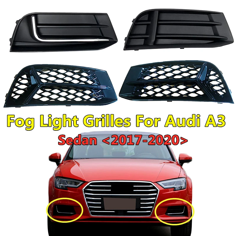 

Front Lower Bumper Cover honeycomb ABS Fog lamp grille For Audi A3 refit foglight grills 2017 2018 2019 2020 OEM 8VD807681N 682N