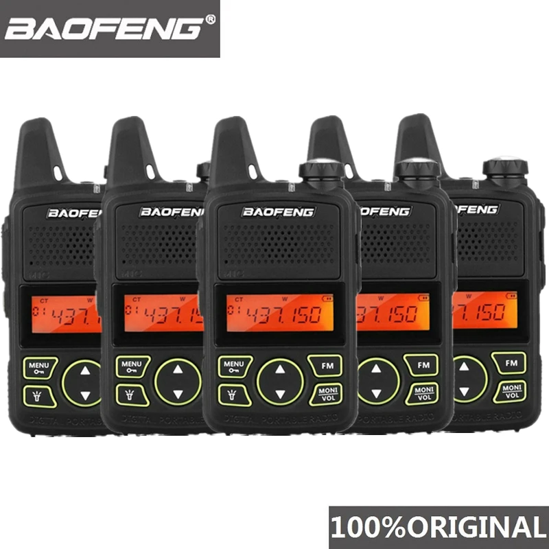 Baofeng-walkie-talkie portátil BF-T1 para niños, Mini Radio bidireccional UHF, estación de Radio portátil, USB BF T1, Walki Talki oficial, 5 uds.