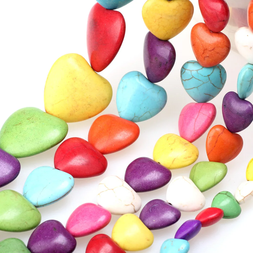Random Fashion Colorful Round/Peace Symbol/Heart Stone Beads Charms Spacer DIY Necklace/Bracelets Handcrafts Jewelry Making