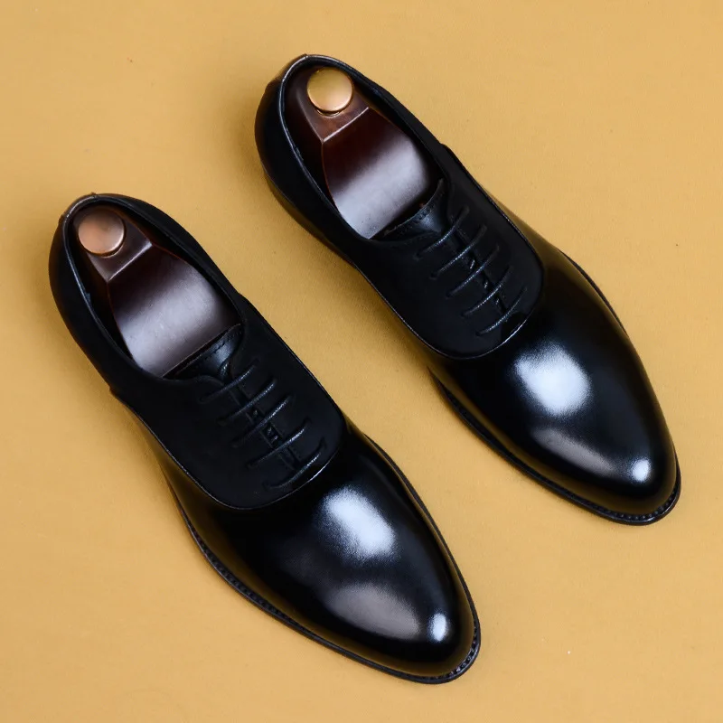 Genuine Cow Leather Brogue Wedding Business Men Casual Flats Vintage Handmade Oxford Shoes For Men Black Burgundy 2024