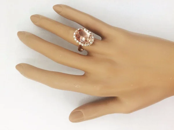 Anillo Mujer Plata De Ley 925 Con Moissanita - Chapado Oro Rosa 14k, Apilable, Piedra Preciosa Simulada