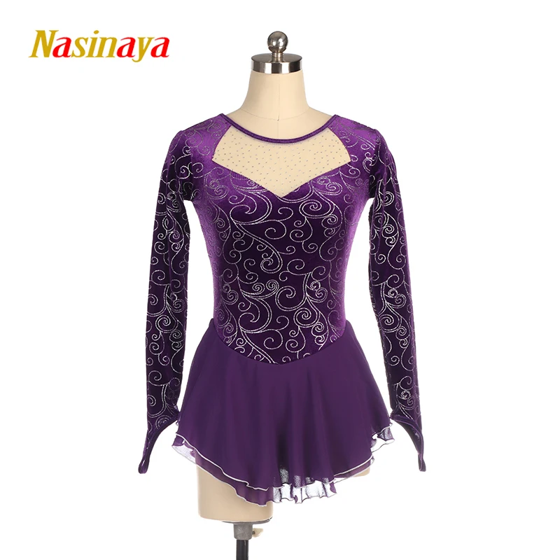 Girls Adult Rhinestone Stage Dance Dress Artistic Ice Figure Skating Dresses Competition Leotards Made In China