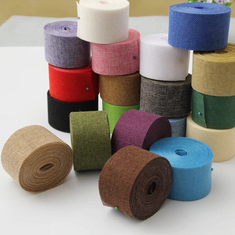 10M DIY Rustic Jute Ribbon Colorful Woven Linen Ribbon Burlap Crafts Vintage Rustic Wedding Ribbon Gift Warrping Christmas Decor