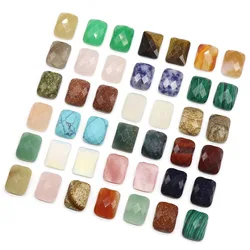 5pcs/bag natural stone square convex round cut flat beads 20 colors ring surface DIY handmade material accessories size 12*16mm