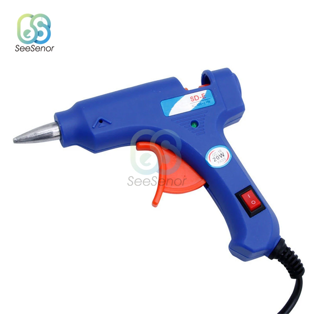 Hot Melt Glue Gun 20W with 7mm Glue Sticks Mini Industrial Guns Heat Temperature Thermo Electric Repair Tool 110V 220V