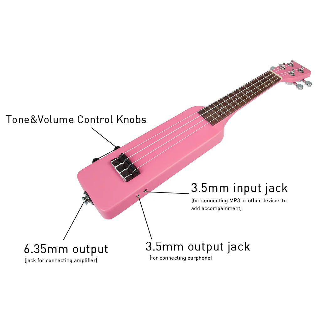 21‘’/23‘’ Ukulele Set 4 Strings Soprano/Concert Electric Ukulele Pink Okoume Body Rosewood Fretboard w/ Gig Bag Hawaii Guitar