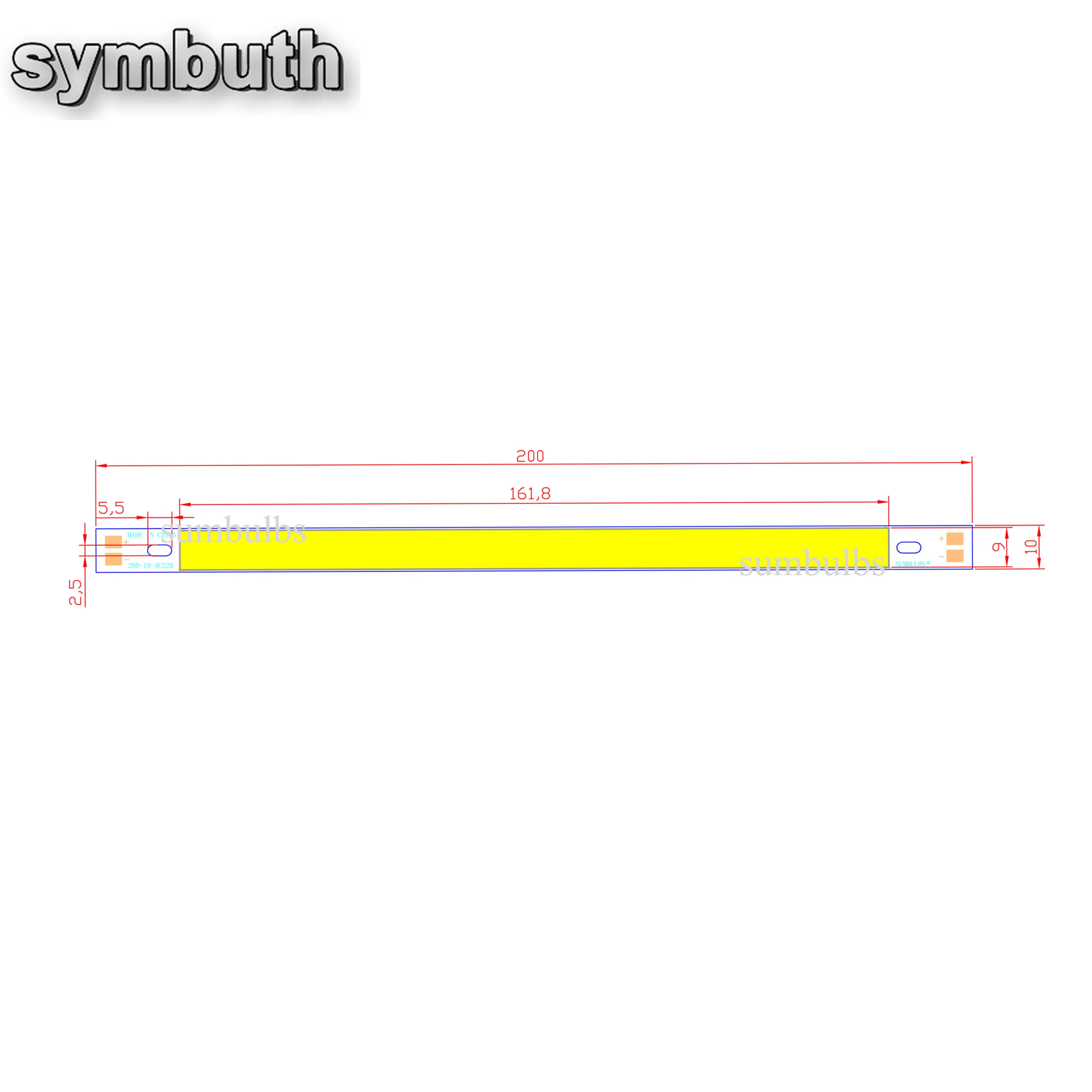 Imagem -06 - Led Strip Bar Lights Fonte para Carro Cob Bulb Chip para Carro Lâmpada Fonte Cores Disponíveis Entrada Dc12v 200x10 mm 200 mm Comprimento 10 Pcs por Lote