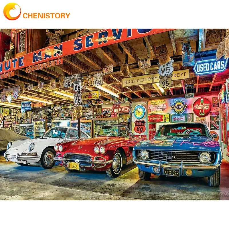 CHENISTORY Oil Painting By Number Color Car Landscape For Adults Picture By Numbers Acrylic Paint Home Decoration Diy Gift