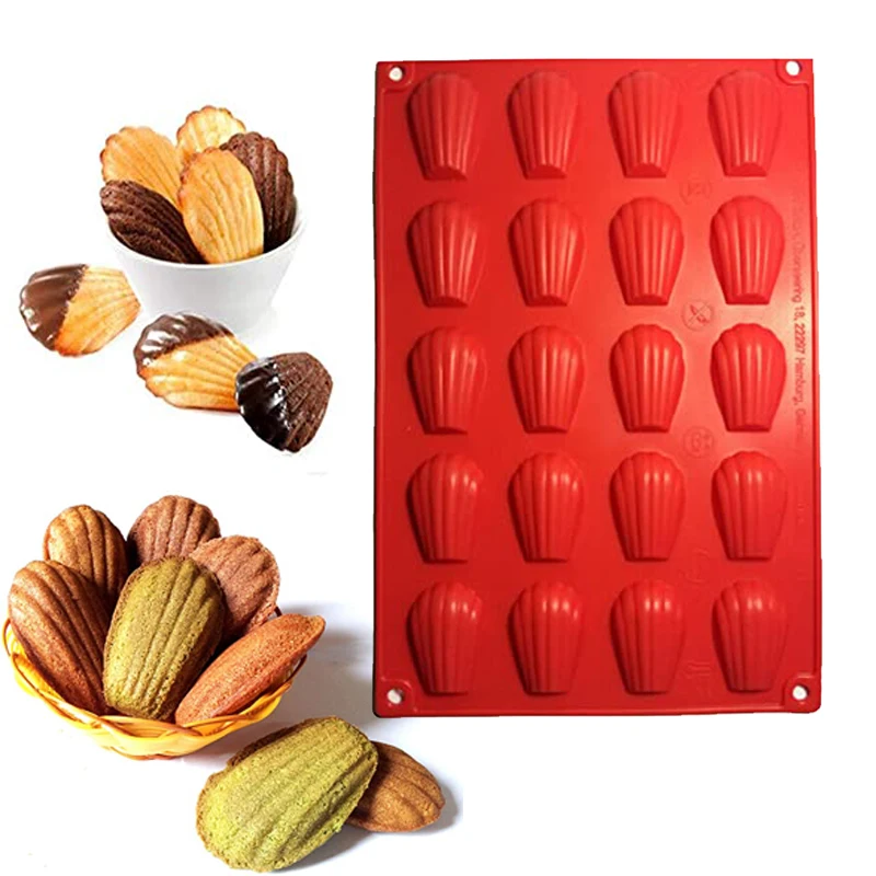 20 Cavity Mini Madeleine Tray Shell Shape Cake Mold Cookie Biscuit Baking Pan Handmade Soap Mould Kitchen Supplies Tools