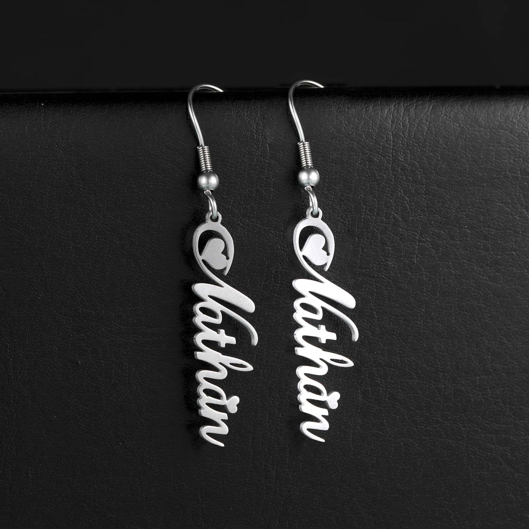 Sipuris Stainless Steel Personalized Customize Name Dangle Earrings Jewelry For Women Girls Custom Drop Earring Fashion