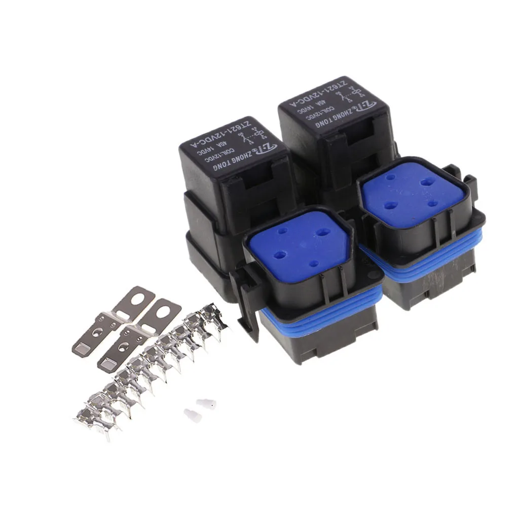 4 Set 40A 12V 4Pin Relay Socket Terminals for Universal Car Motorcycle Boat Automotive