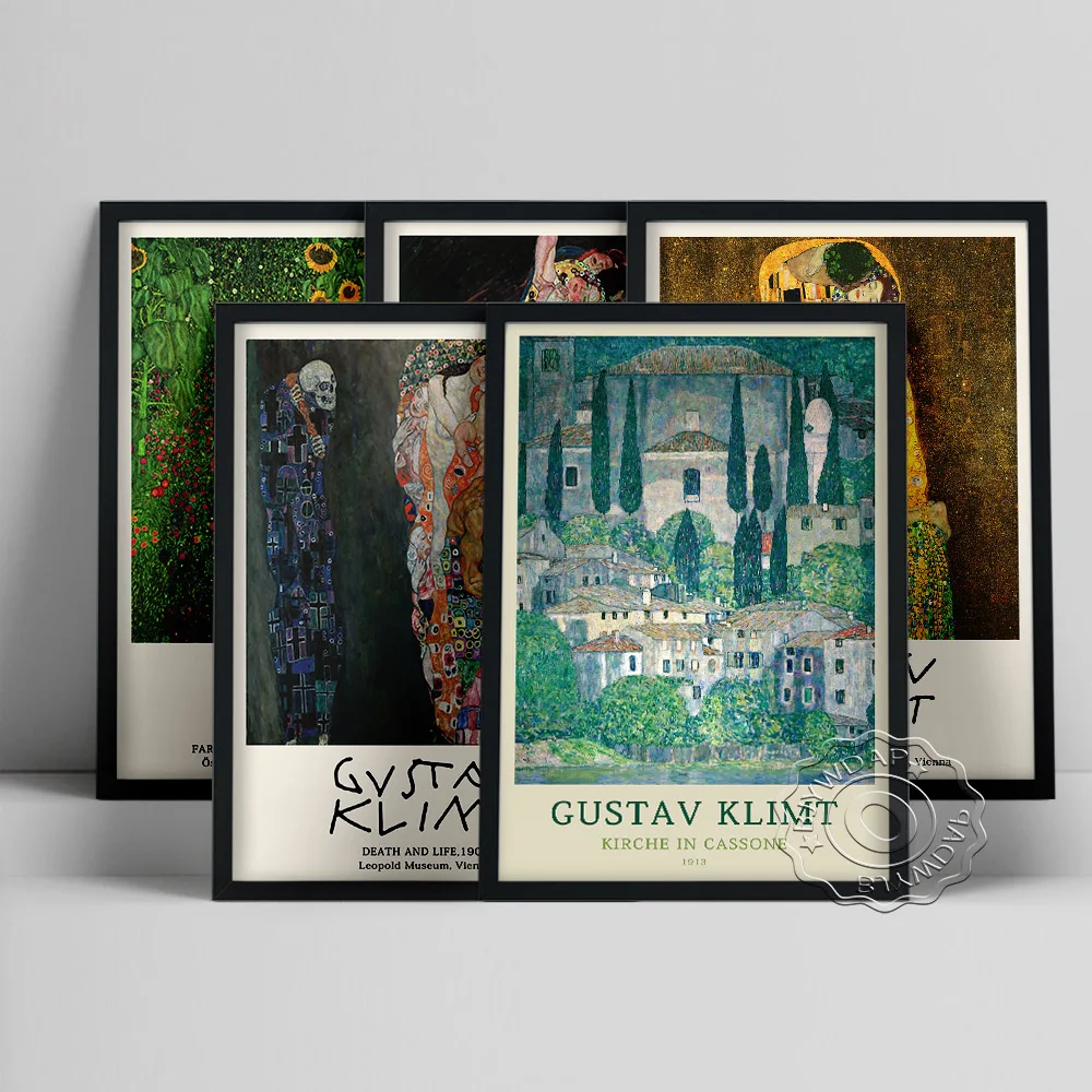 Gustav Klimt Byzantine Mosaic Style Museum Poster, Symbolic Decorative Pattern Prints Canvas Painting, Vintage Art Home Decor