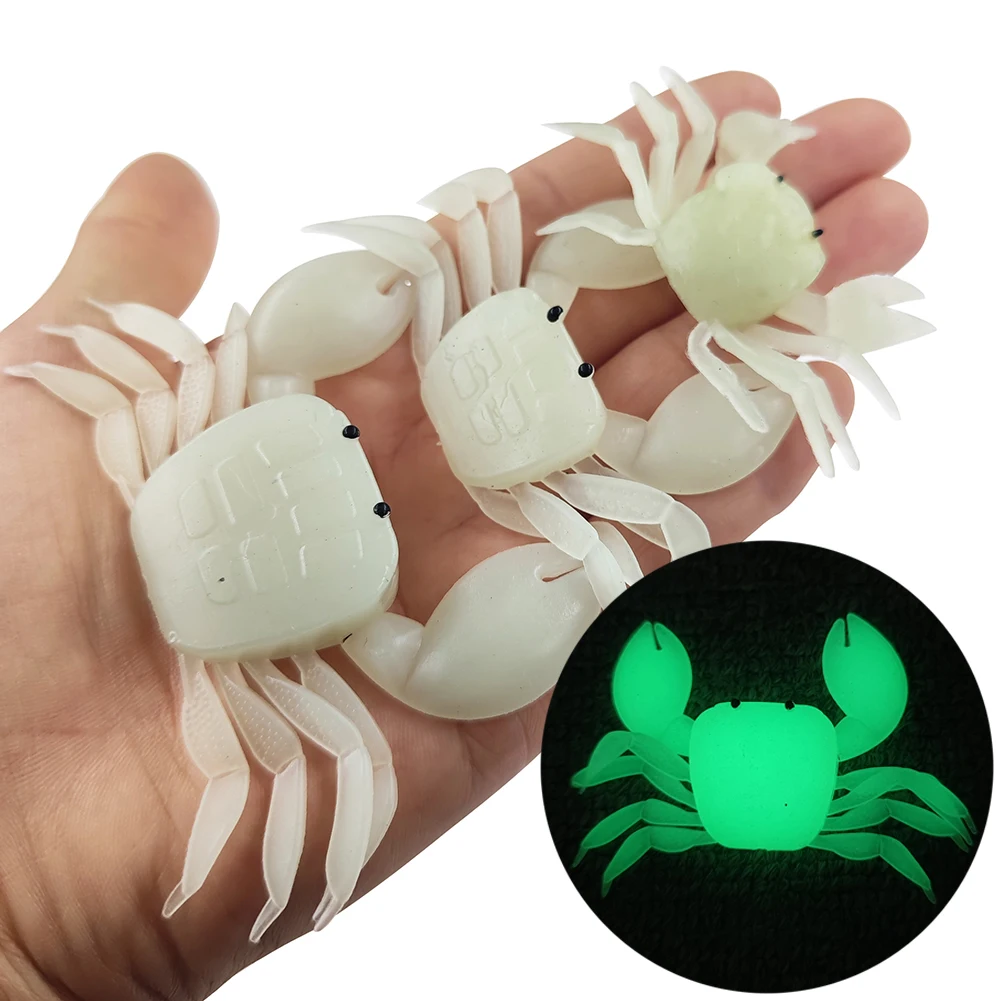 INFOF 6-pieces Glow Fishing Crab 3.5g 7g 13.5g Soft Fishing Lure Artificial Silicone Bait 3-D Crab Swimbaits