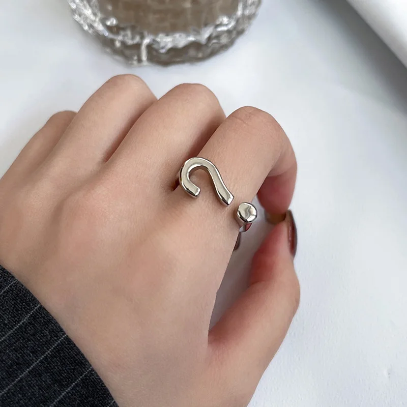 Trendy Ring Design Creative Question Mark INS Tide Cold Wind Index Finger Net Red Open Ring Hip Hop Wild Ring Female Tide