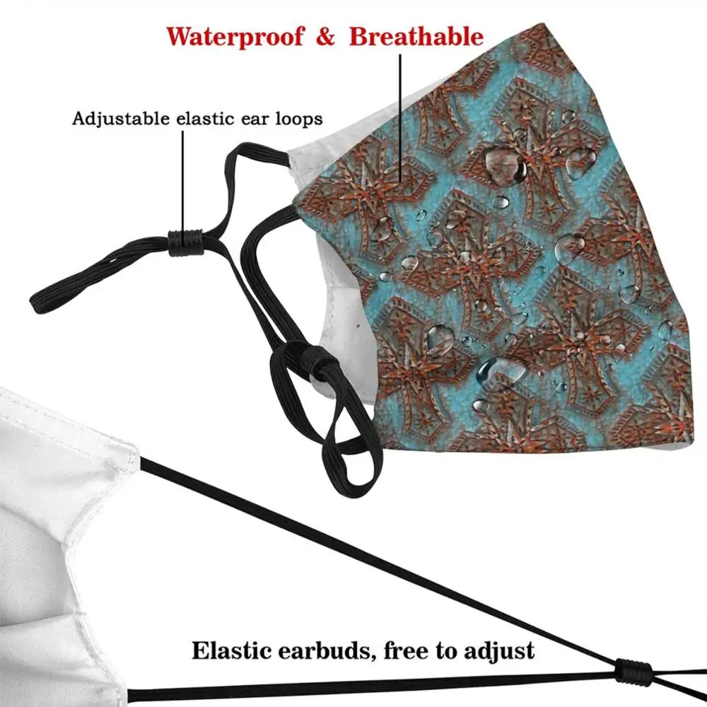 Stone Cross Turquoise And Red Washable Trending Customized Pm2.5 Filter Mask Cross Turquoise Red Stone Spanish Cross Christian