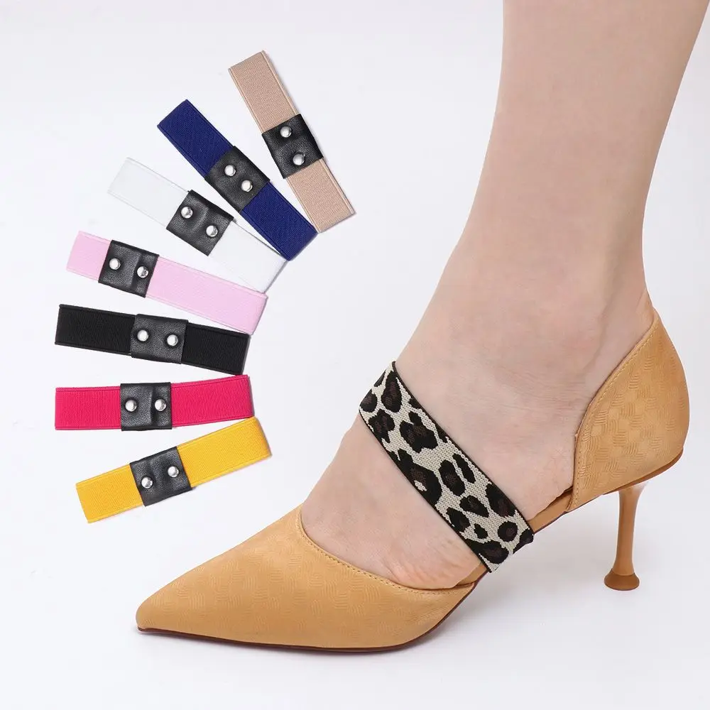 1 Pair High Elastic Shoe Straps Hold Loose High Heels Shoes Band Anti-loose for Girls Women Shoes Belts Solid Color Shoelaces