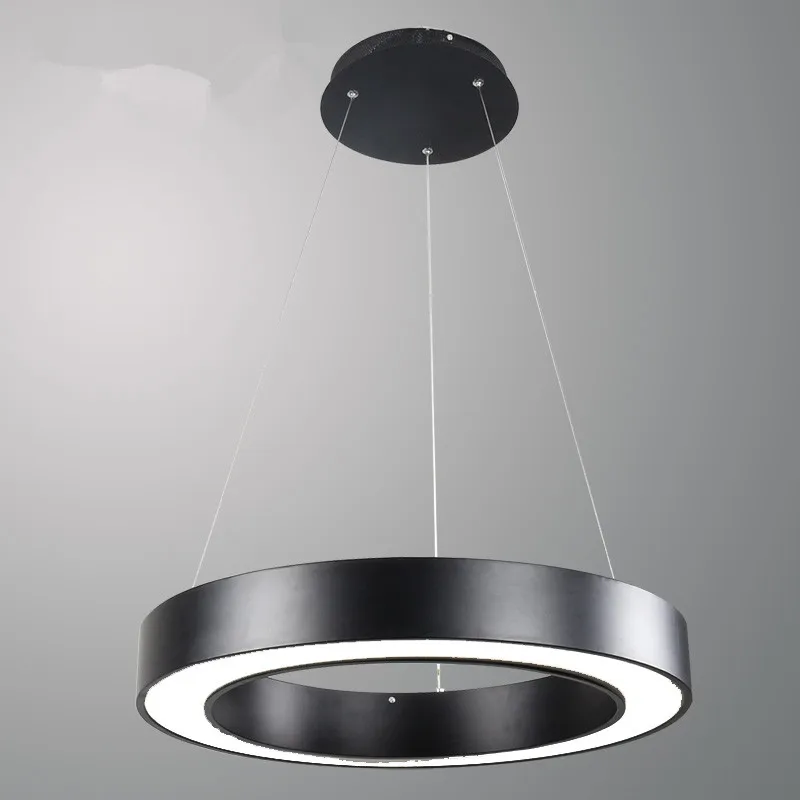 

40 60 80CM Simple Modern LED Pendant Lights Round Circle Suspension Hanging Lamp Office Home Decoration Lamp Black White