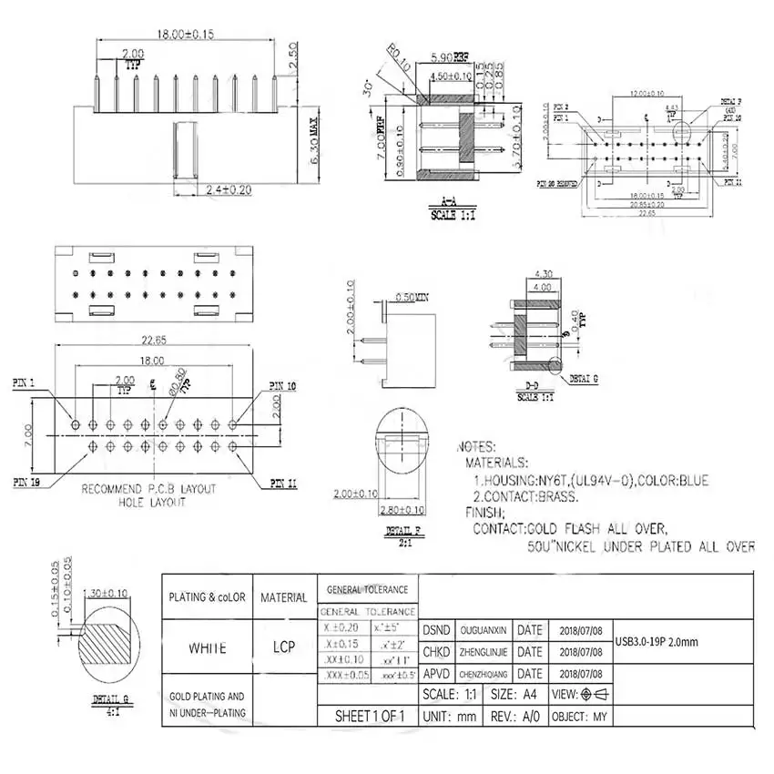 5Pcs USB 3,0 19pin USB 3,0 Stecker 180 Grad Motherboard Chassis Front Sitz Expansion Anschluss Socket Interface