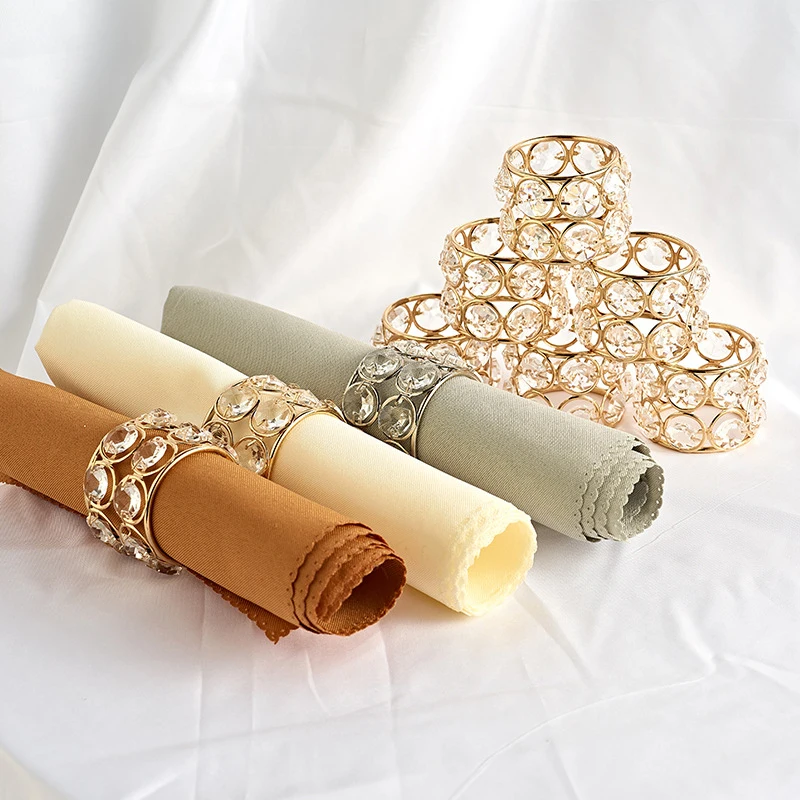 

Gold Crystal Napkin Clasp Tablewear Napkin Ring Wedding Christmas Party Banquet Home Dinner Serviette Napkin Holder 6Piece/ LOT