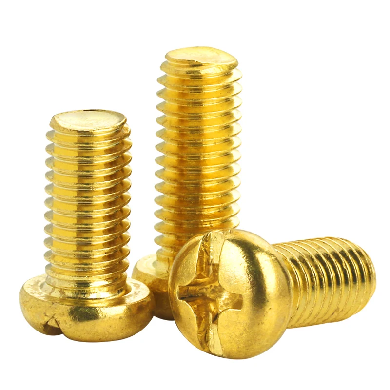 M2 M2.5 M3 M4 M5 M6 M8 Copper Phillips Machine Screws PM Pan Head Brass Screws Metric Thread Cross Recess Bolt GB818 DIN7985