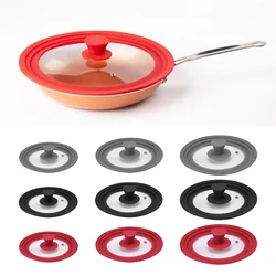 Universal Silicone Glass Lid Cover Heat-Resistant with Steam Hole for Cooking Pot Frying Pan Saucepan Round