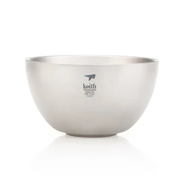 Keith Double-layer Titanium Bowl 850ml Large-capacity Camping Picnic Ultra-light Portable Rice Bowl Soup Bowl Anti-scalding