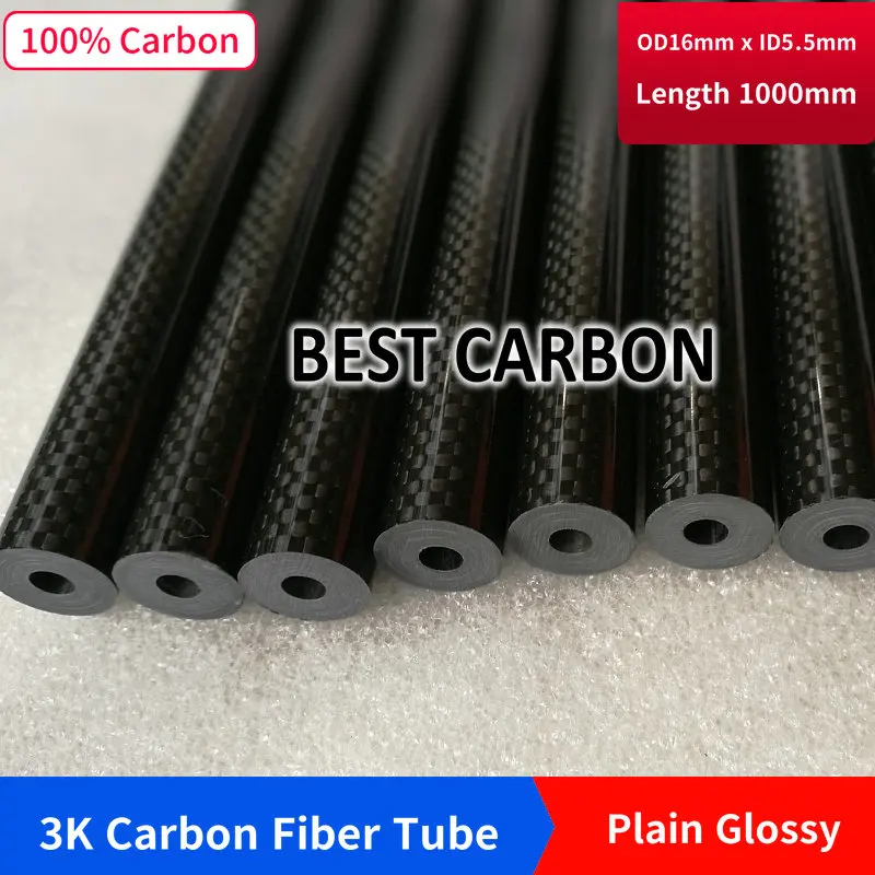 16mm x 8mm x 1000mm High Quality 3K Carbon Fiber Fabric Wound/Winded/Woven Tube Carbon Tail Boom