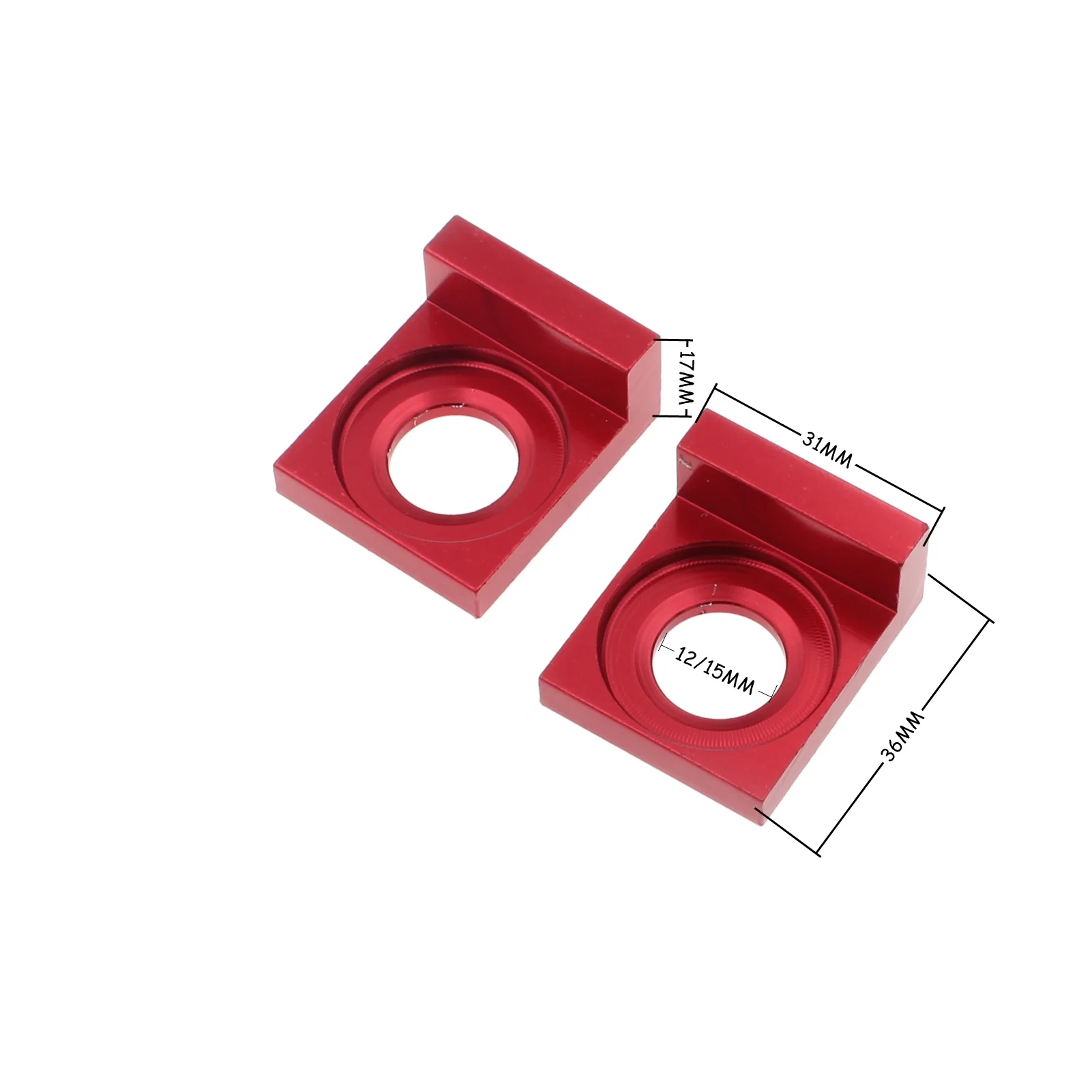 1Pair 12/15mm Aluminum CNC Chain Tensioner Adjuster Block For XR50 CRF70 Dirt Pit Bike Motorcycle